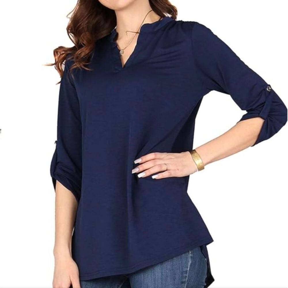 Lildy Navy Waffle Knit Tunic Boxey Drop Shoulder Top XL